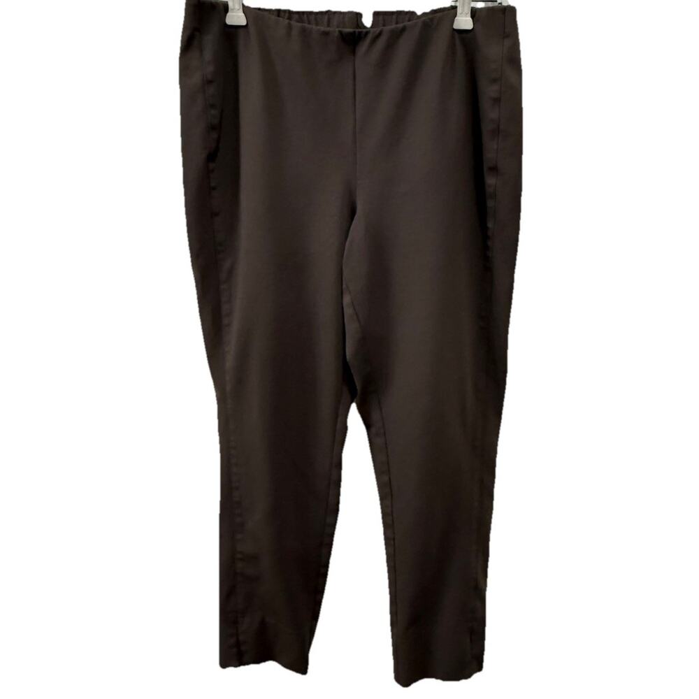 J. JILL Ponte Slim Leg Pull On Pintuck Pants Brown M Petite Career Capsule Comfy